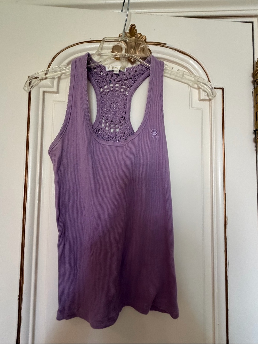 Lavender Crochet-Back Racerback Tank Top - Women size M